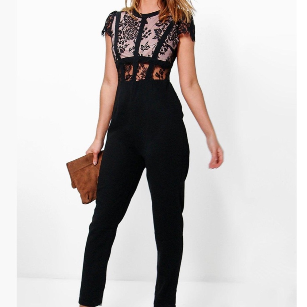 NWT Black lace and mesh jumpsuit!